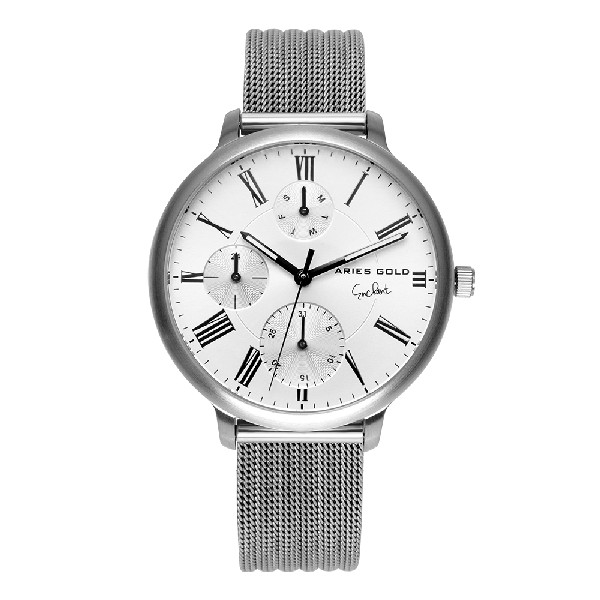 ARIES GOLD VOYAGE SILVER STAINLESS STEEL L 5034 S-S MESH STRAP WOMEN'S WATCH